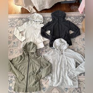 4 Lululemon Full Zip Scuba Hoodies Sweatshirts Grey Green Heathered Size 6